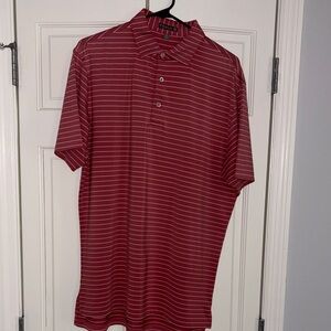 Peter Millar Cape Red and White Striped Performance Polo Shirt